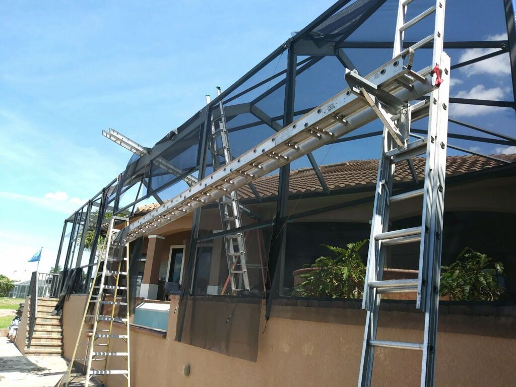 A ladder is attached to the side of a building