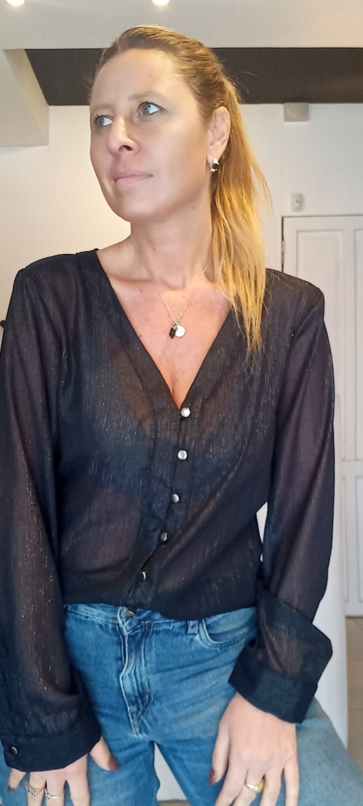 Camisa de gasa con lurex