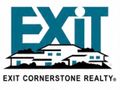 EXIT Cornerstone Realty logo with teal “EXIT” text and a white house silhouette over black text