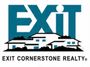 EXIT Cornerstone Realty logo with teal “EXIT” text and a white house silhouette over black text