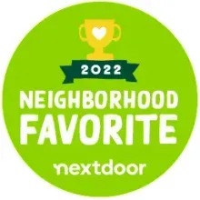 A green circle with the words `` neighborhood favorite '' on it.