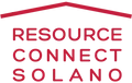 Red logo for Resource Connect Solano, with text and a roof outline.