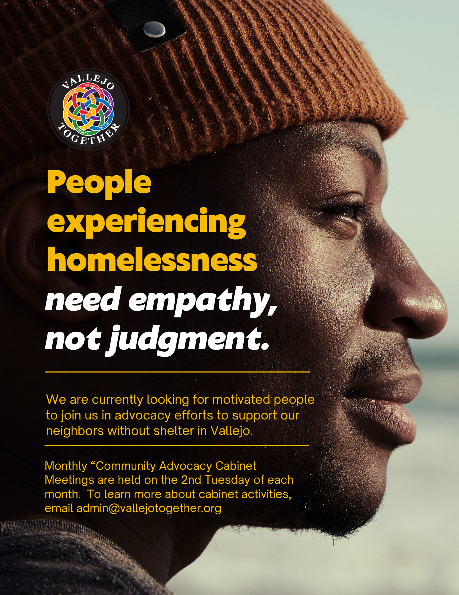 Poster: a man in a beanie, text reads 