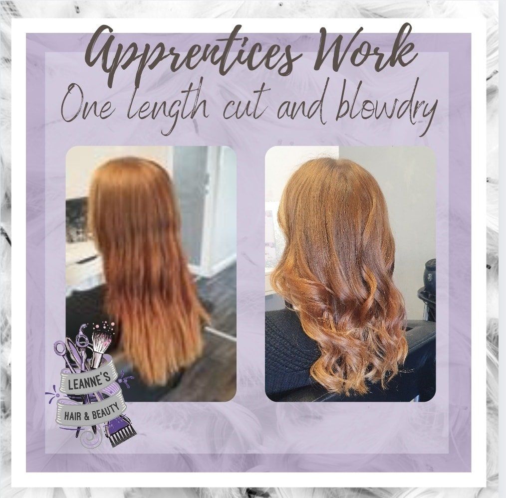 Apprentices work one length cut and blowdry