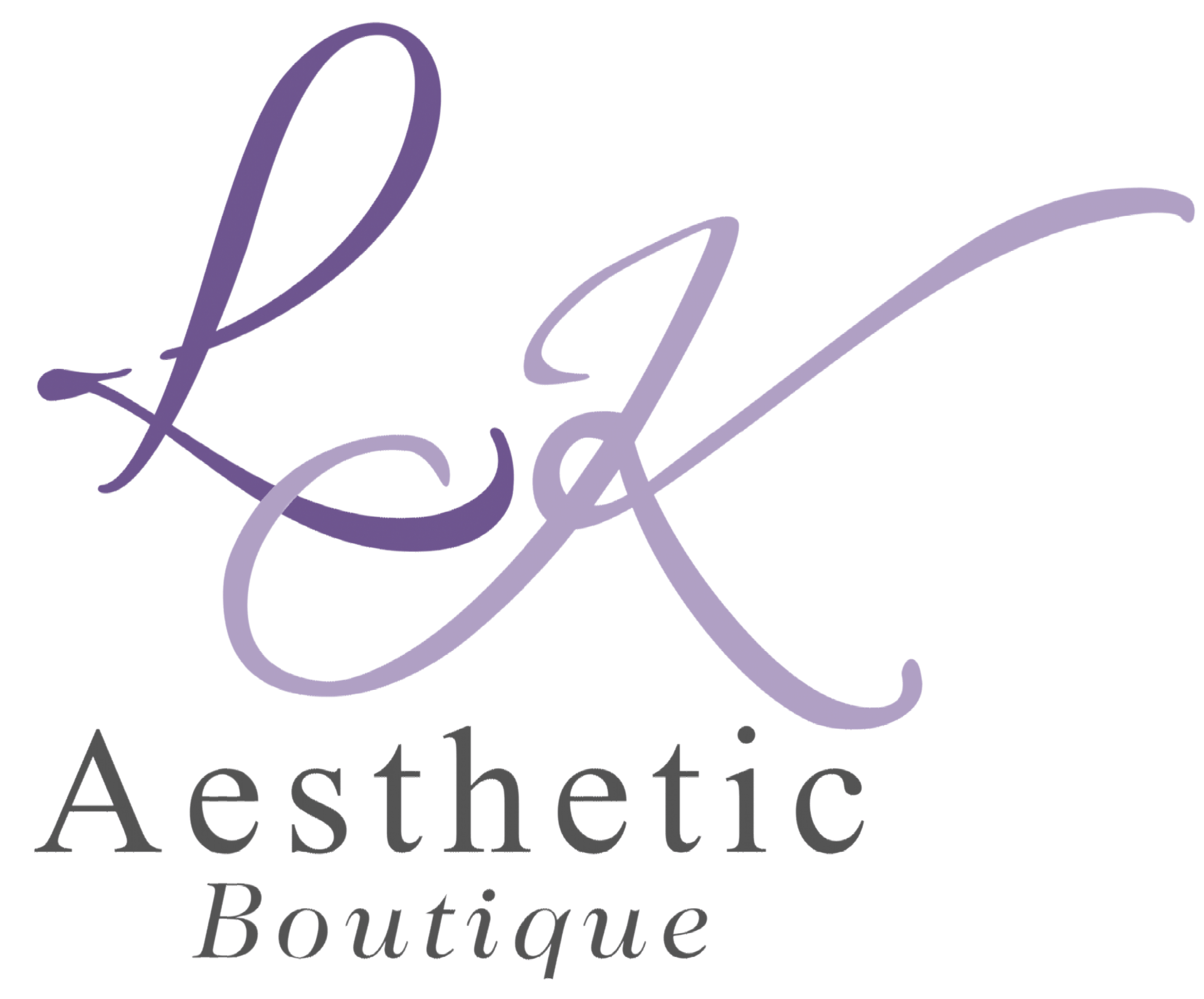 The logo for lk aesthetic boutique is purple and white.