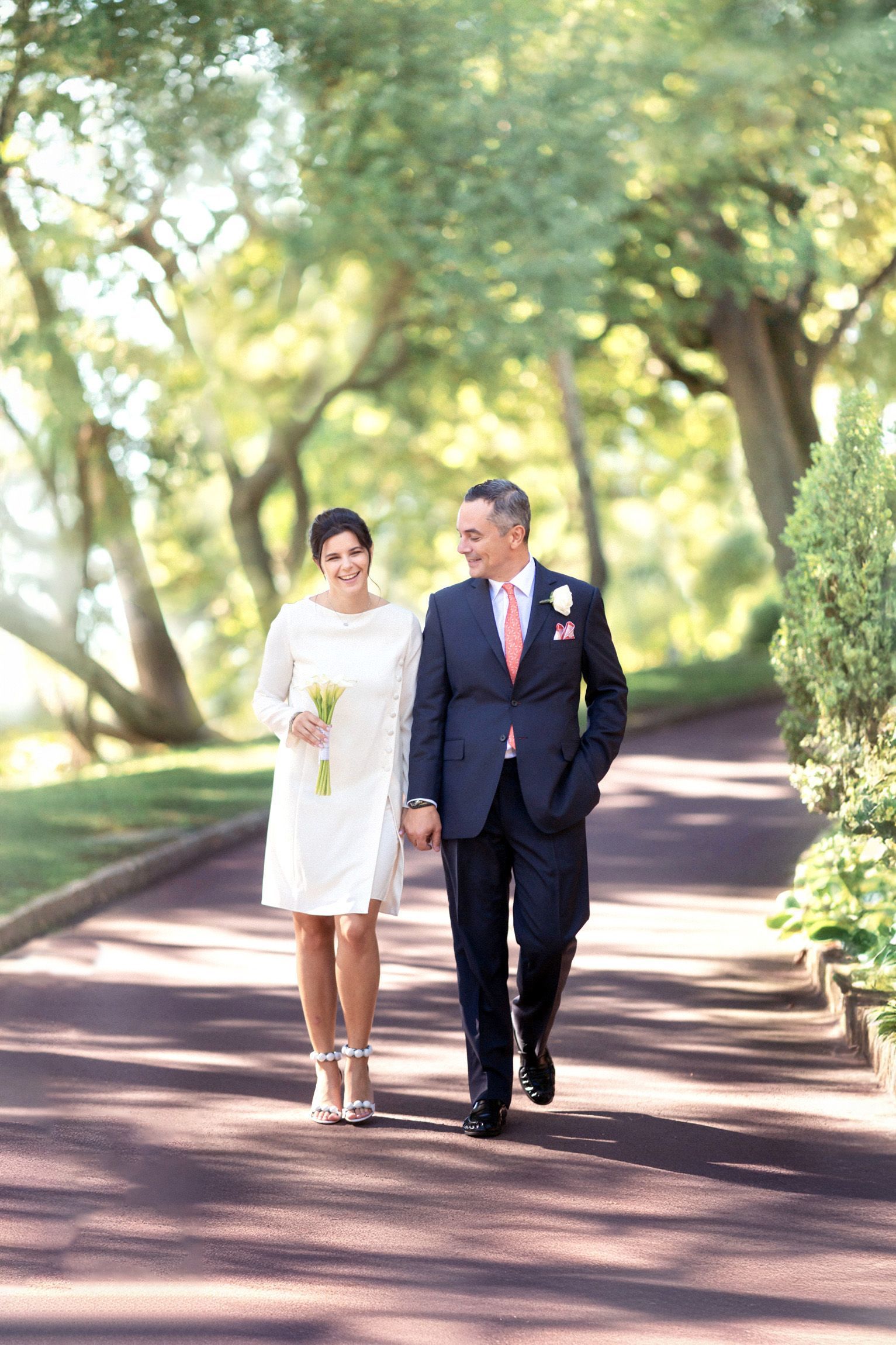 Candid wedding photography of a bride and groom after their wedding ceremony in Monaco.