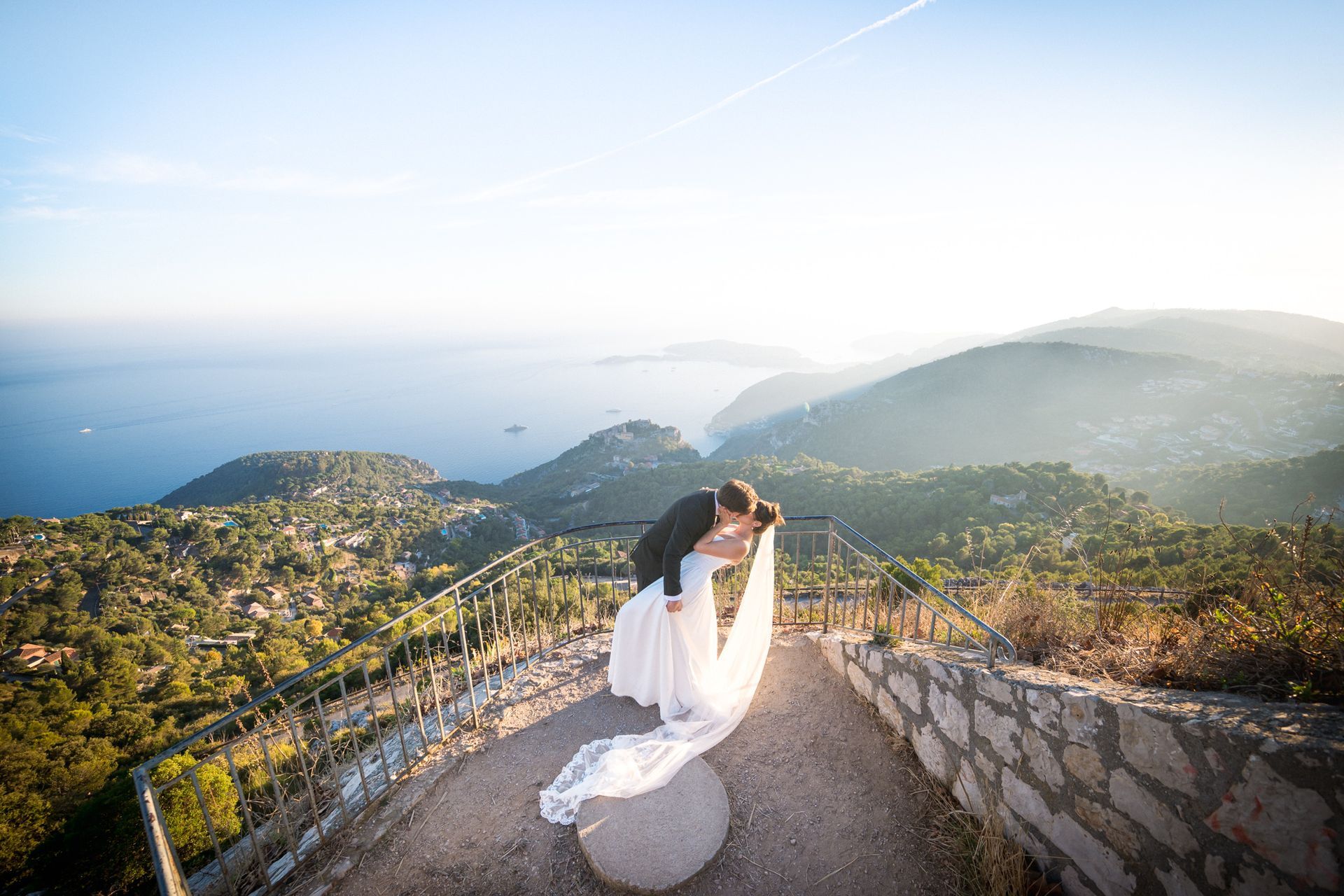 A spectacular elopement location overlooking the sea overlooking Eze village and the French Riviera.