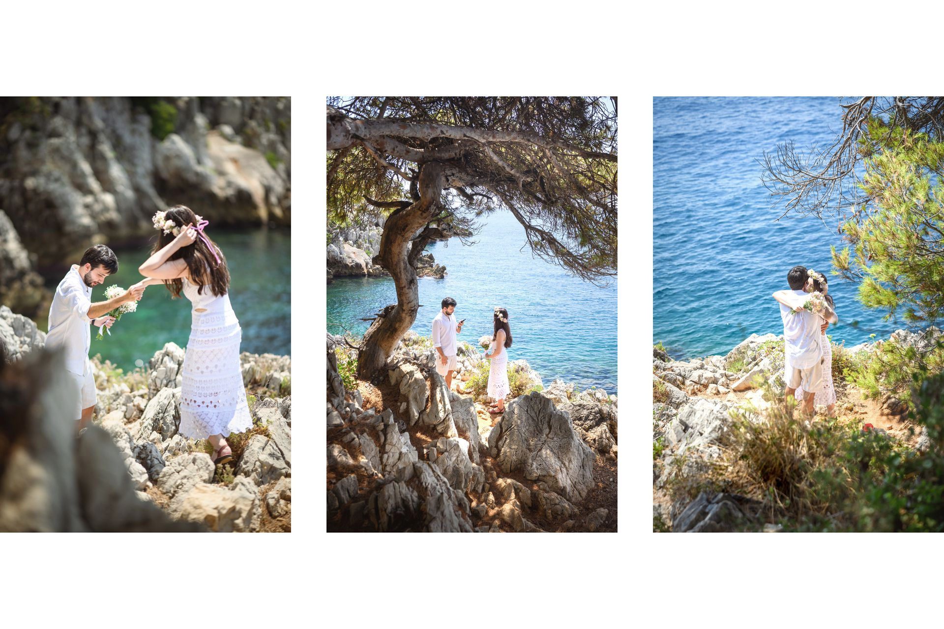 A private elopement ceremony location by the sea in the South of France near Nice on the French Riviera.