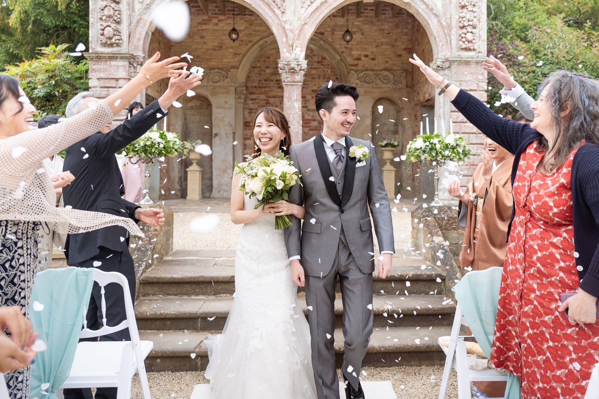 A professional photograph of confetti at the Ettington Park Hotel luxury wedding venue in England
