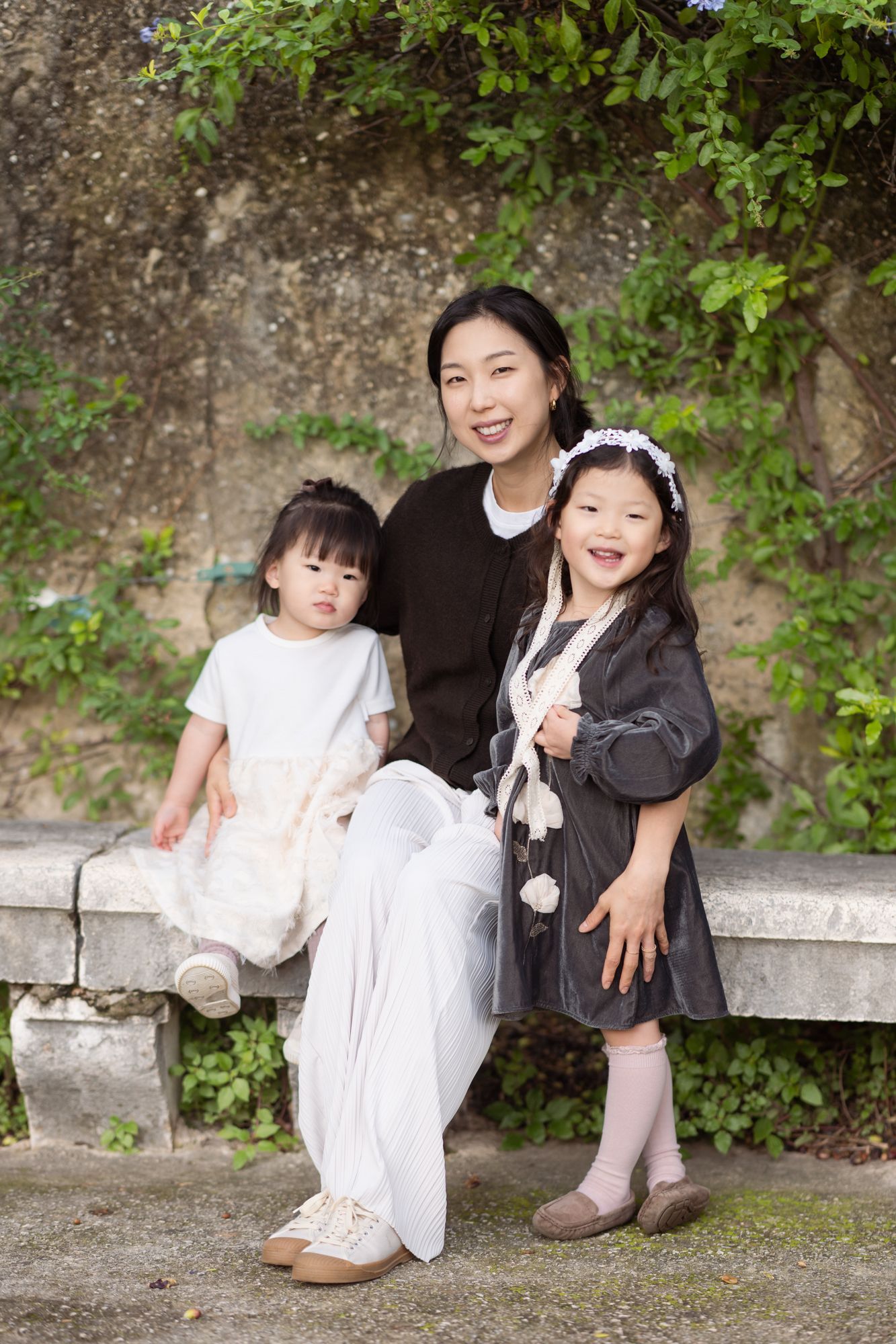 A sitting family portrait during a fall photoshoot