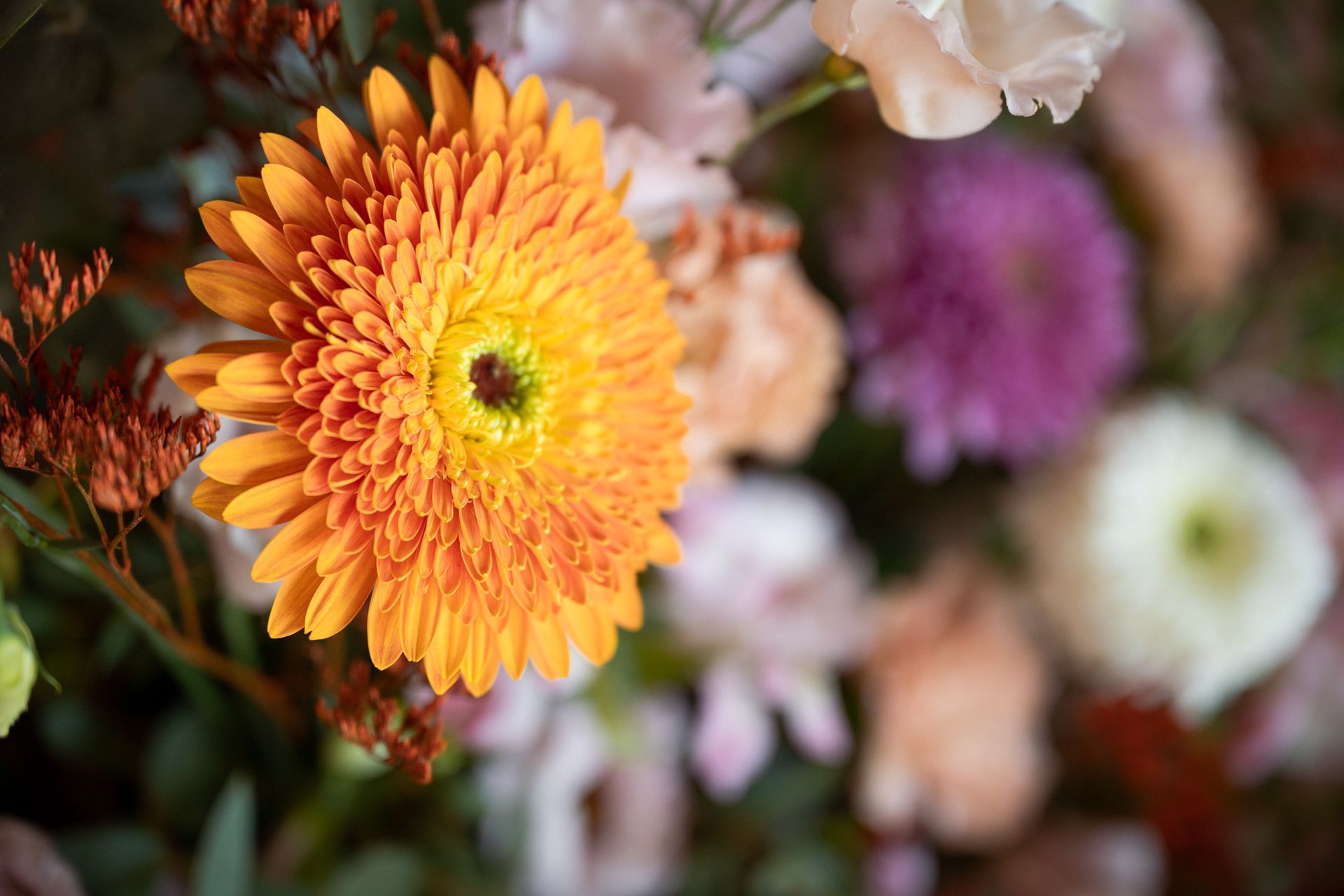 Compositions florales pour le jour du mariage au Château Font du Broc avant la cérémonie.