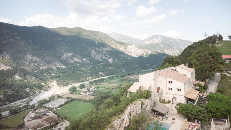 Aerial view of Domaine de Glandeve wedding venue taken by drone.