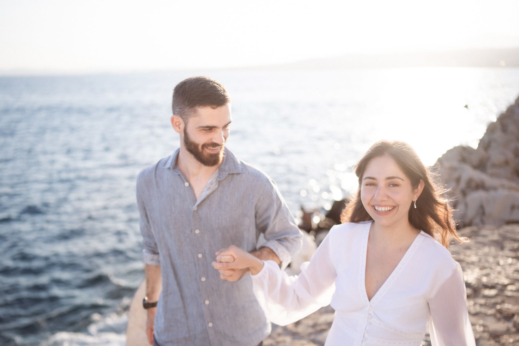 retro style couple photography on the French Riviera