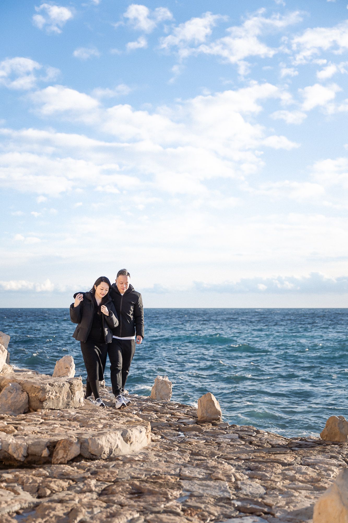 winter engagement photos in Nice, French Riviera