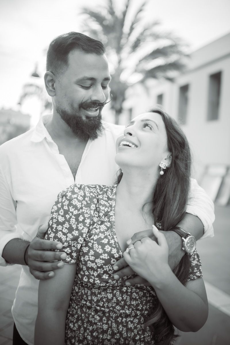 A black and white couple portrait in Nice, France