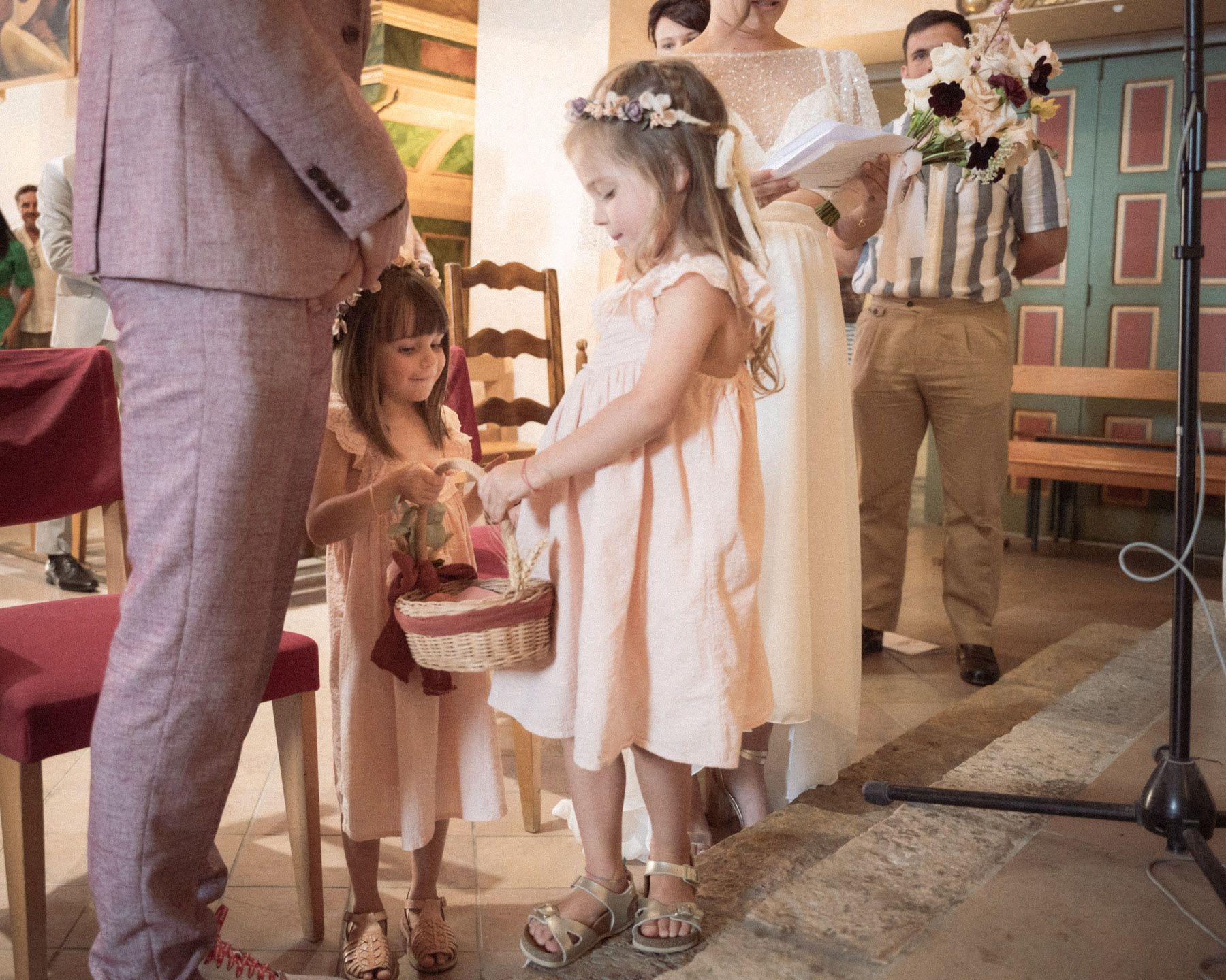 child ring bearers arrive with the rings