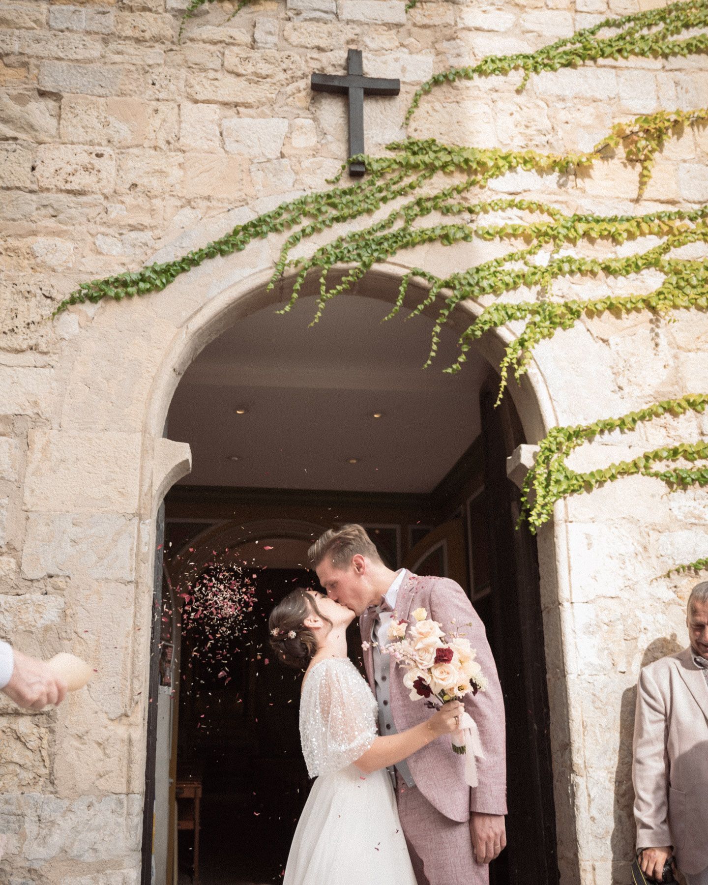 The first kiss outside the church