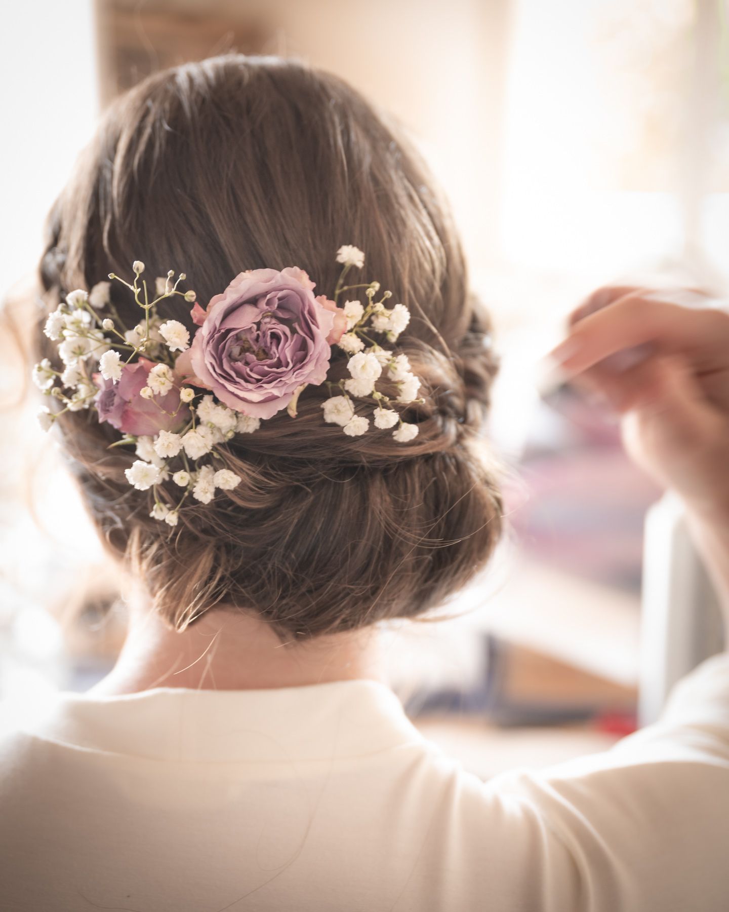 photographie de mariage coiffure de mariée gros plan
