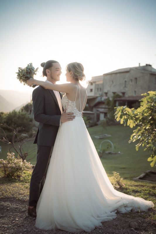A romantic couple shoot after a wedding ceremony at Domaine de Glandeve