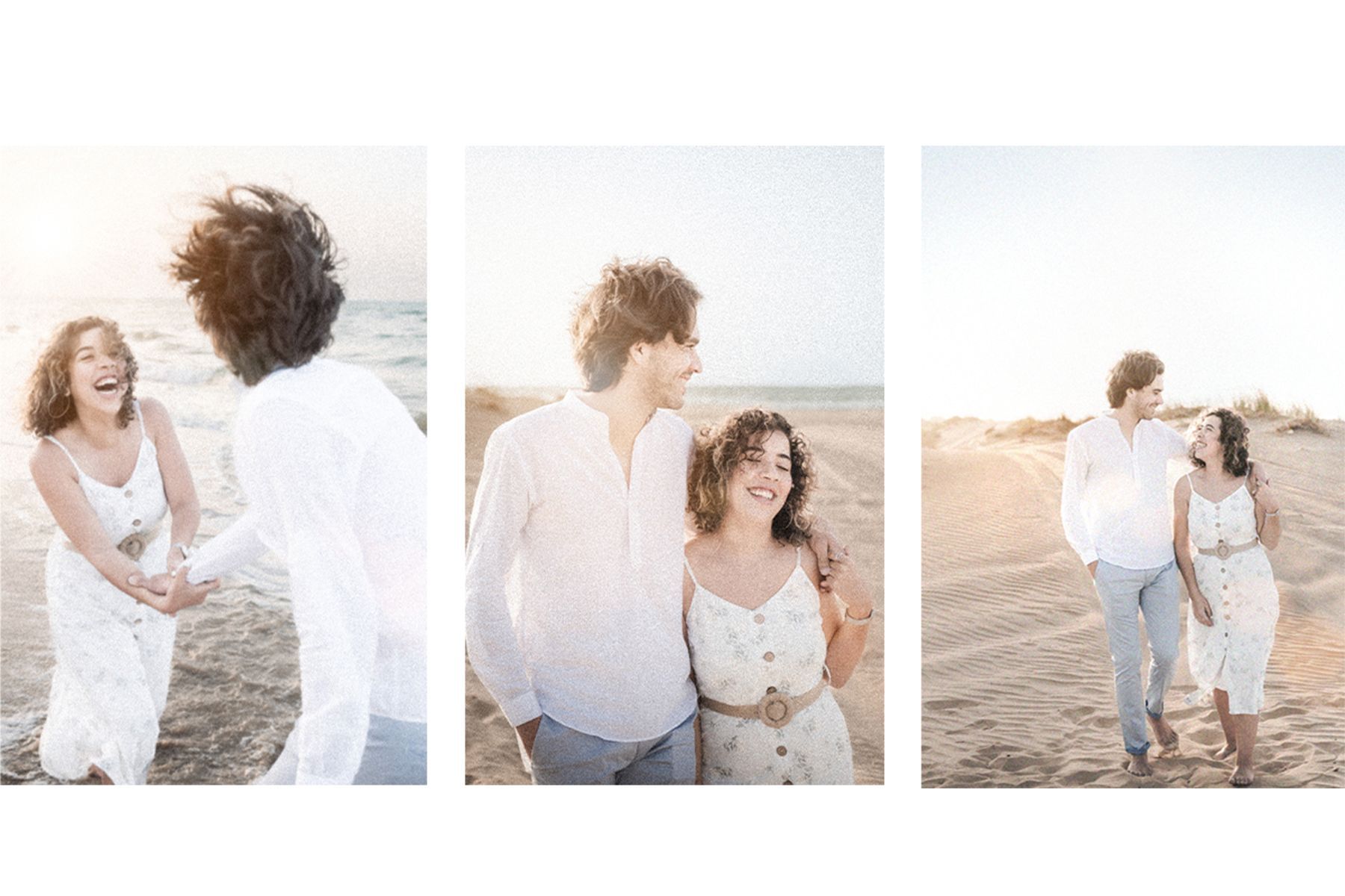 fun relaxed photography on a sandy beach in the South of France at sunset