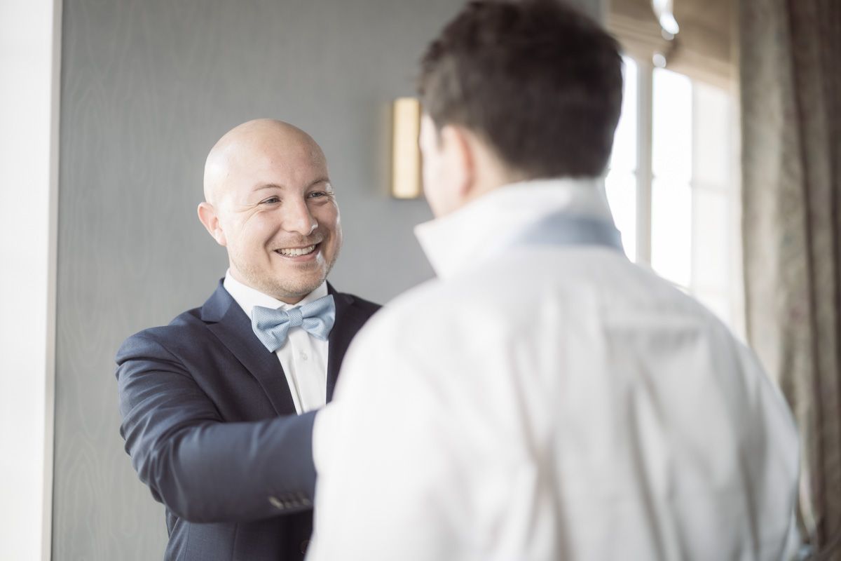 groom preparations at Chateau Cremat, Nice