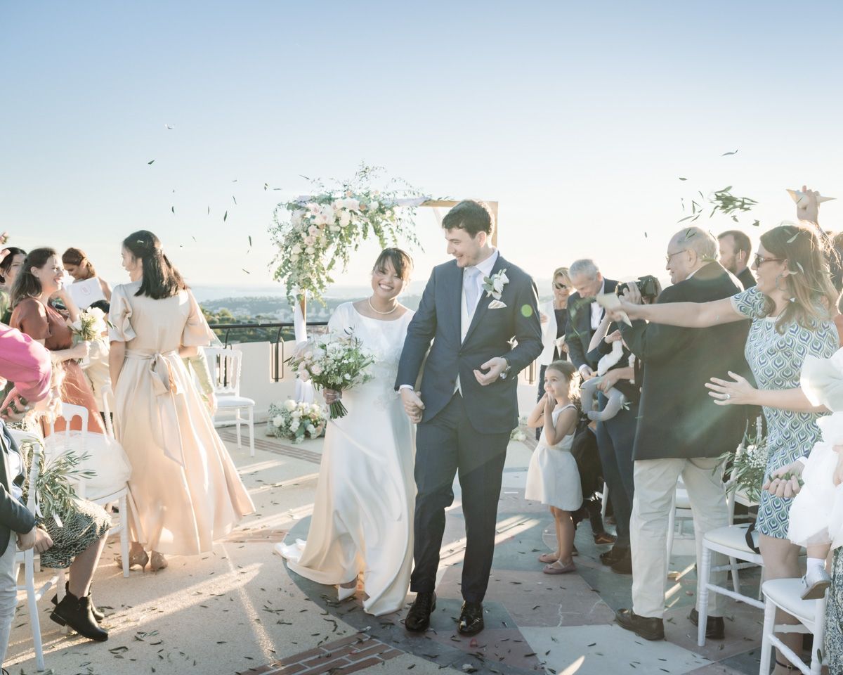 Chateau Crémat confetti after a wedding ceremony