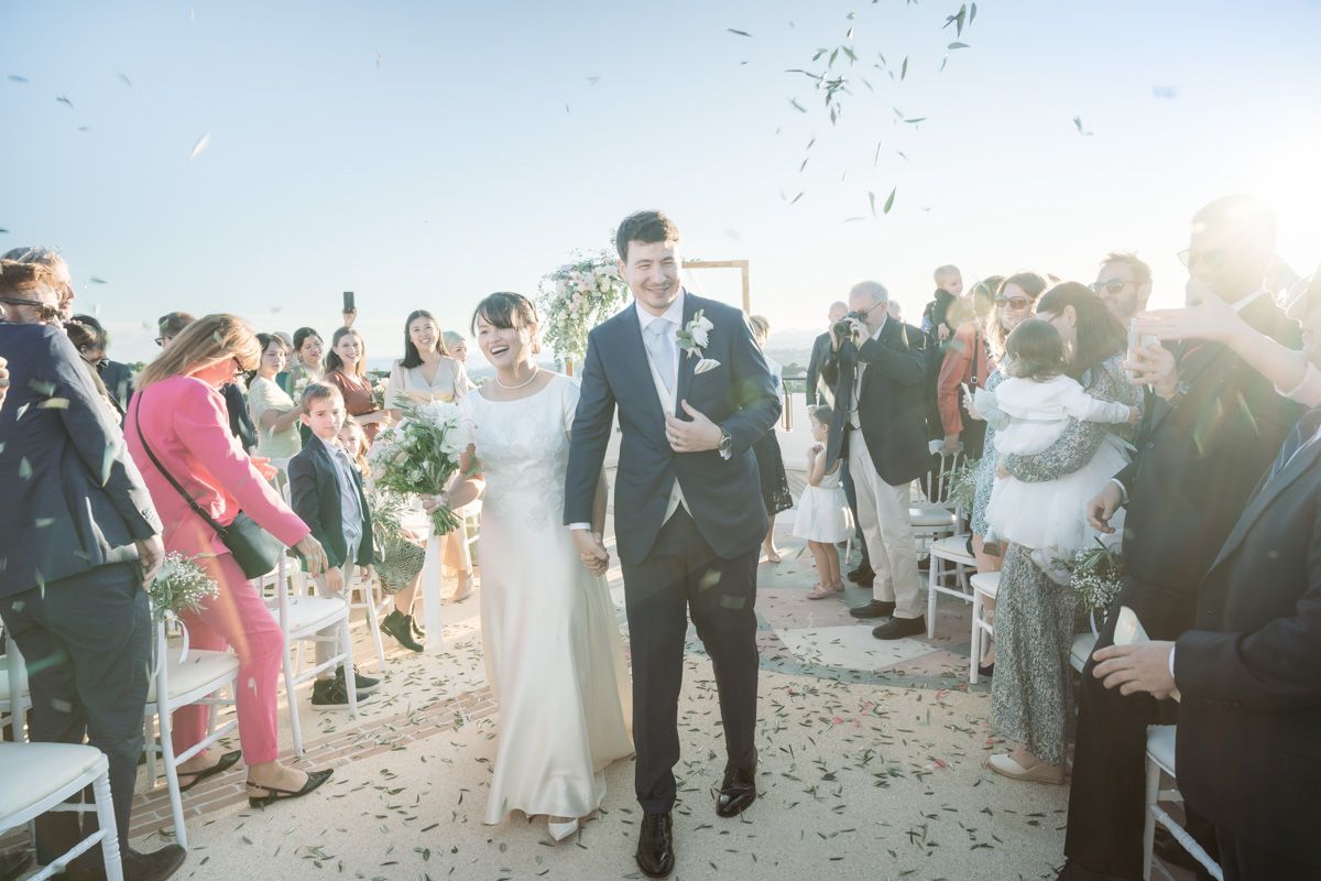 Chateau Crémat confetti after a wedding ceremony