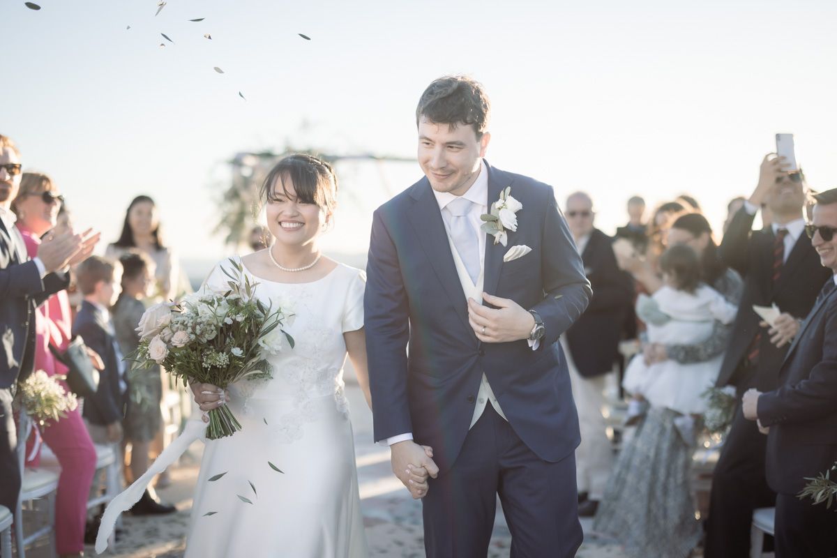Chateau Crémat confetti after a wedding ceremony