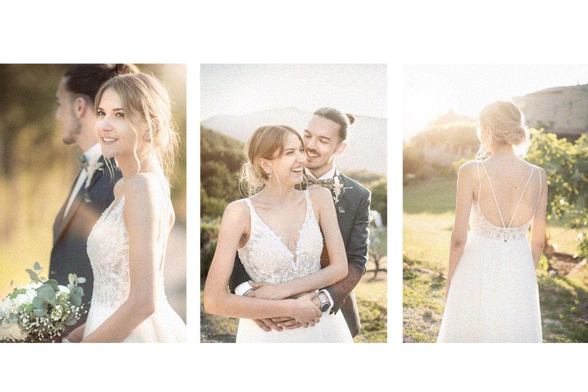 Photographie de mariage, un couple en marchant au Domaine De Glandève, France