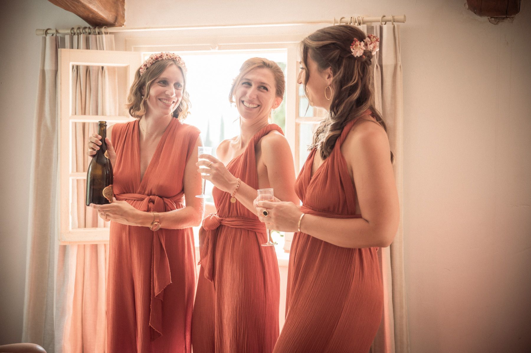 ocra coloured bridesmaids dresses
