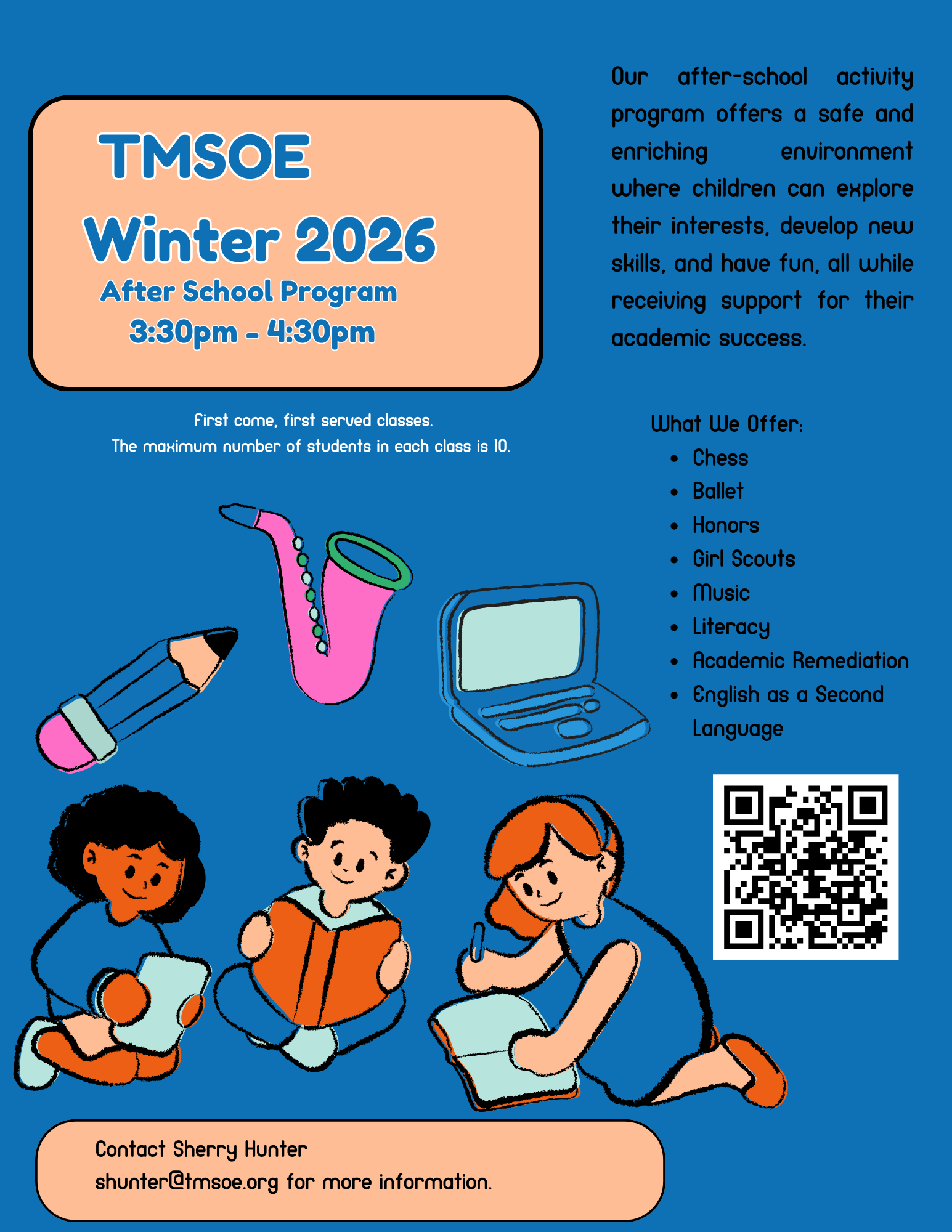 After school academics and enrichment programs flyer