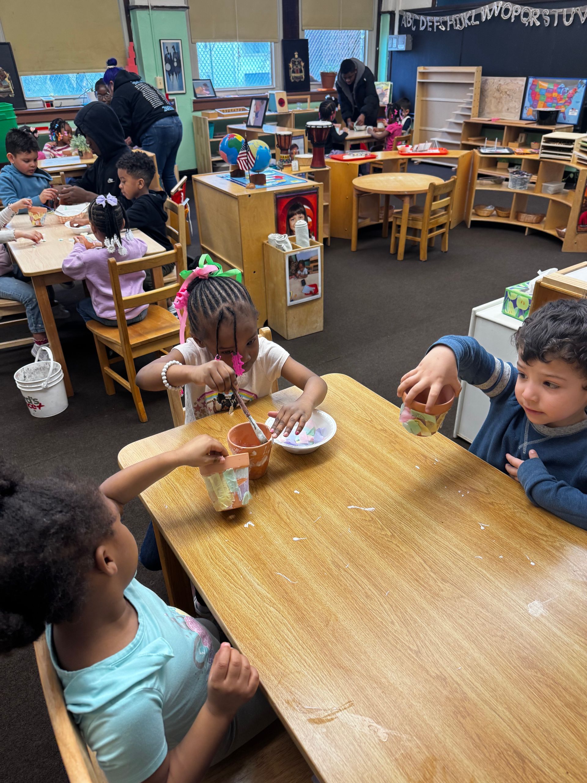 Montessori guide and child