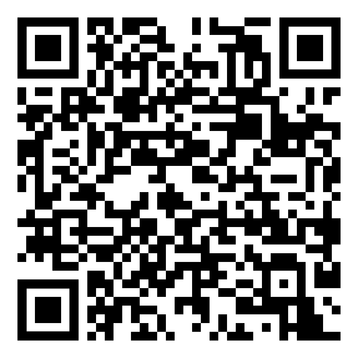Black-and-white QR code on a white background