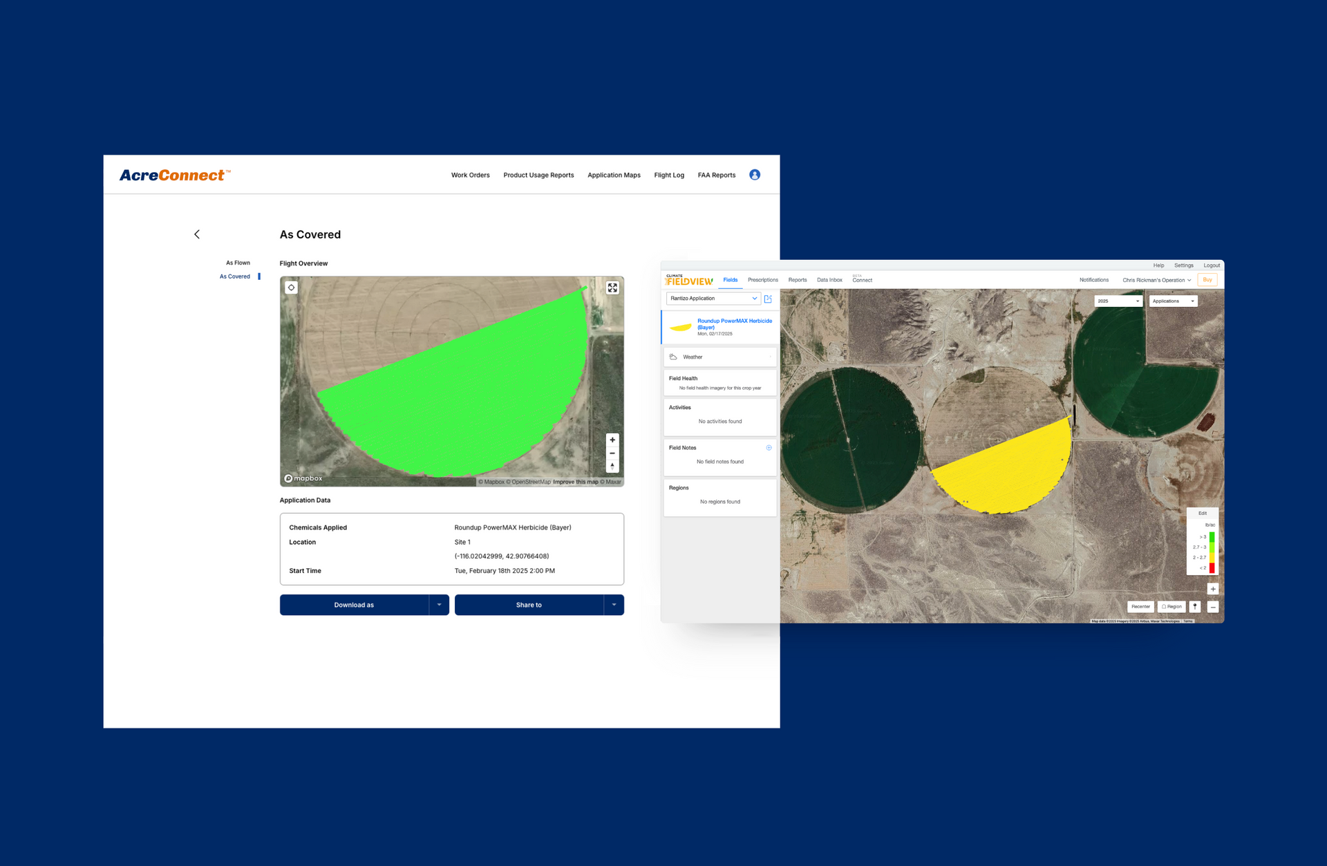 Drone operators can now share AcreConnect® application maps with Bayer's digital farming platform