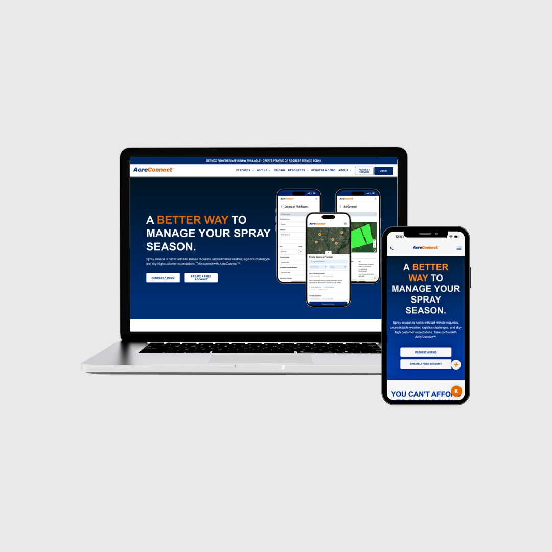 AcreConnect Website on a computer and phone