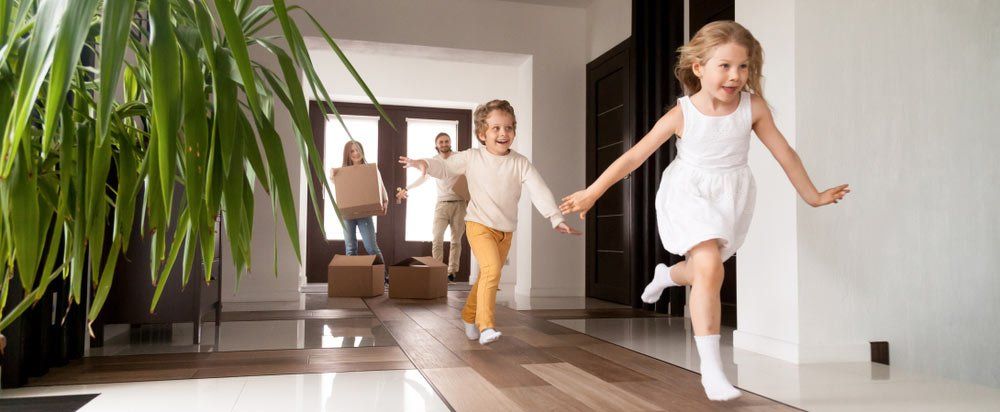 Happy Kids Running In Their New Home — Mortgage Brokers In Mundingburra, QLD