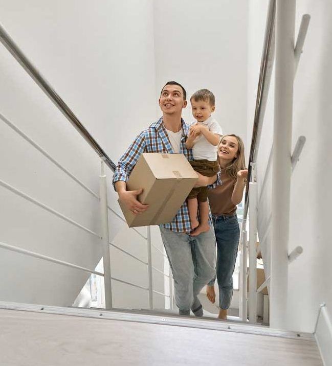 Kids Excitedly Running Upstairs — Mortgage Brokers In Mundingburra, QLD
