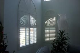 White Half Fan-Shaped Shutters — Oxnard, CA — Woodcraft Shutters