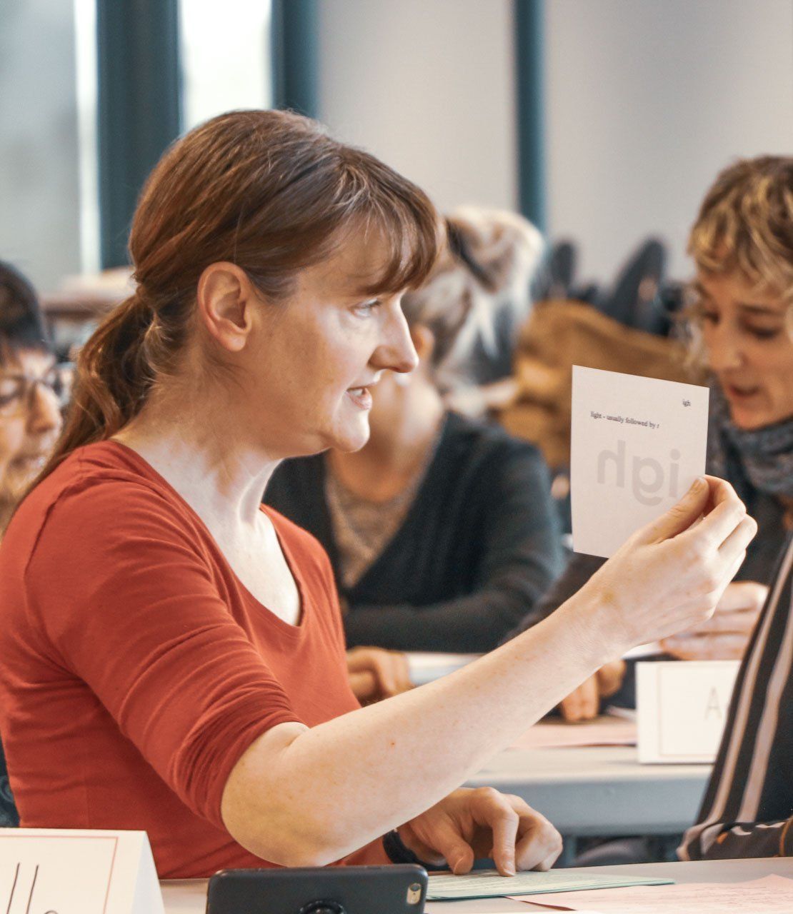 Teachers simulating lesson plans, using the skills that they are being taught,