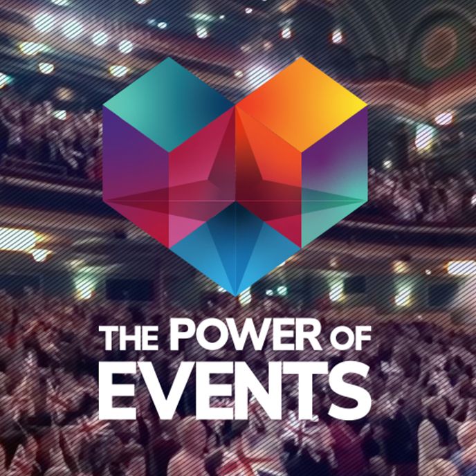 Logo: Multicolored geometric heart over a crowd; text reads 