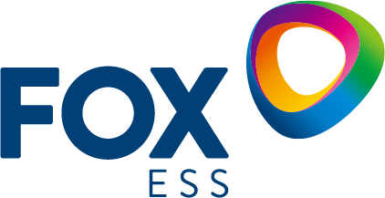 FOX ESS logo with blue text and a multicolor triangular swirl icon
