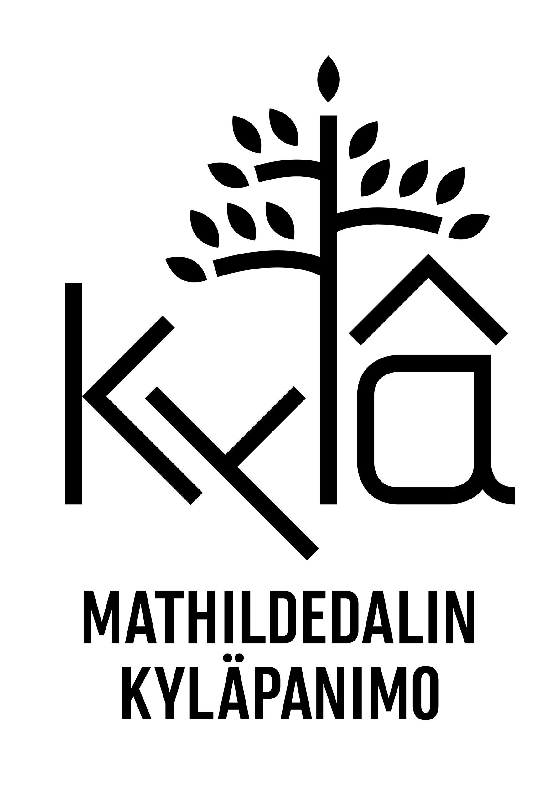 Mathildedalin Kyläpanimon logo, jossa on tyylitelty puu lehtineen sekä kirjaimet