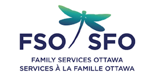 A logo for family services ottawa with a dragonfly on it