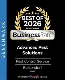 Best of 2026 BusinessRate award badge for Advanced Pest Solutions, pest control in Bettendorf, Iowa