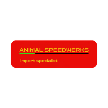 Red Animal Speedwerks logo with yellow text and "Import specialist" subtitle