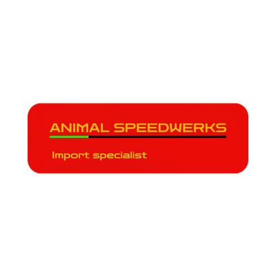 Red logo reading “ANIMAL SPEEDWERKS” with “Import specialist” on a rounded red rectangle