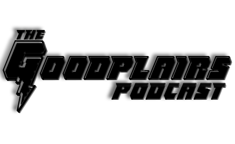 Black and white podcast logo: