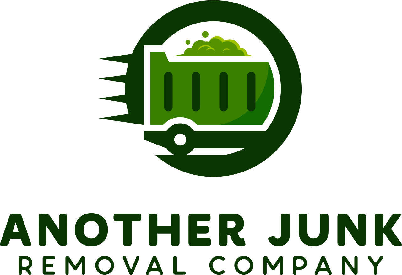 Another Junk Removal Company logo with green trash bin and circular arrow icon