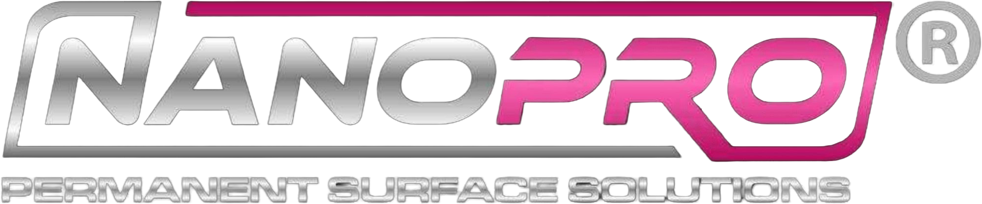 NANOPRO logo in gray, silver, and pink with stylized metallic text and tagline beneath