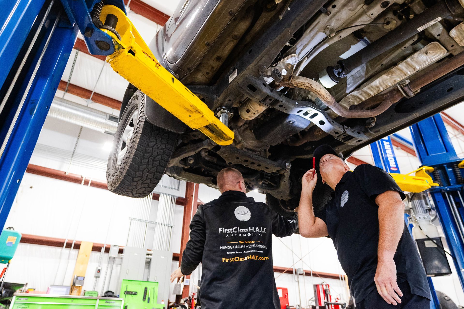 First Class HALT certified technician servicing a Honda, Acura, Toyota, or Lexus vehicle